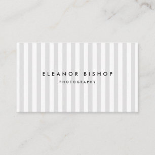 Light Grey and White Pinstripes Pattern Modern Business Card