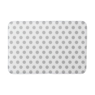 Light Grey and White Polka Dot Bath Mat