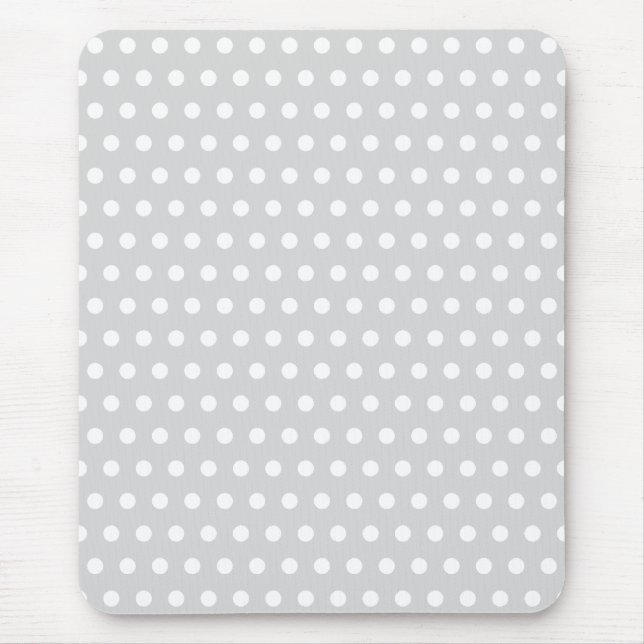 Light Grey and White Polka Dot Pattern. Mouse Mat (Front)