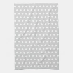 Light Grey and White Polka Dot Pattern. Tea Towel