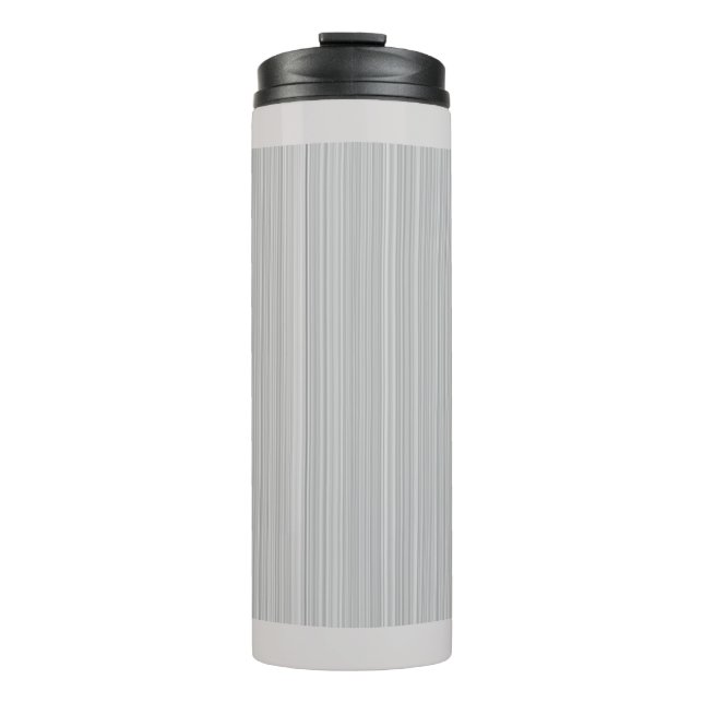 Light Grey And White Stripes Chic Thermal Tumbler (Front)