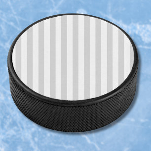 Light Grey and White Stripes Hockey Puck