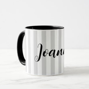 Light Grey and White Stripes Personalised  Mug