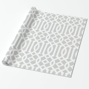 Light Grey and White Trellis Pattern Wrapping Paper