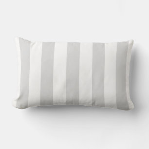 Light Grey and White XL Stripe Pattern Lumbar Cushion