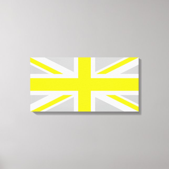 Light Grey and Yellow Union Jack Canvas Print (Front)