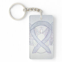 Light Grey Awareness Ribbon Angel Key chain