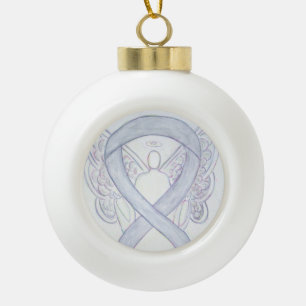 Light Grey Awareness Ribbon Angel Ornaments