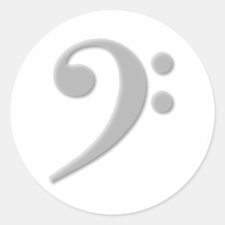 Light Grey Bass Clef Classic Round Sticker