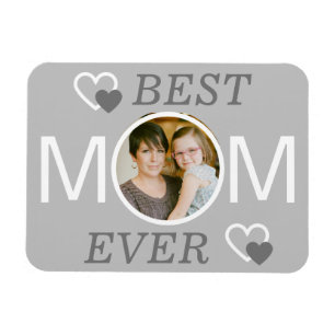 Light Grey Best Mum Ever Personalised Photo Magnet