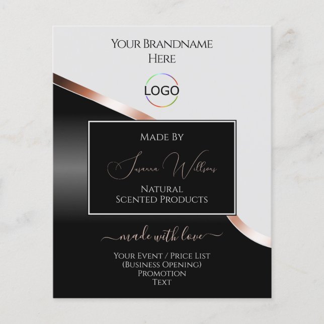 Light Grey Black Wavy Rose Gold Decor with Logo Flyer (Front)