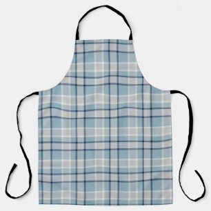 Light grey-blue textured chequered  apron