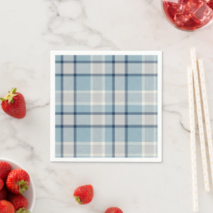 Light grey-blue textured chequered napkin