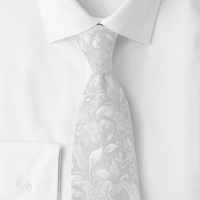 Light Grey Botanical Batik Tie (Creator Uploaded)