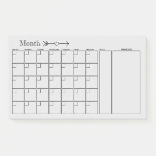 Light Grey Calendar Monthly Planner Post-it Notes