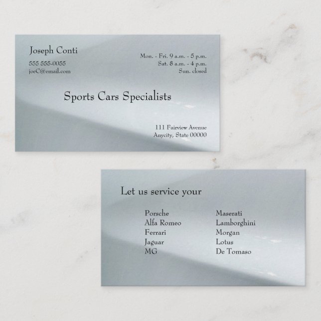 Light grey car exterior business card (Front/Back)