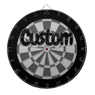 Light Grey, Charcoal Gray, And Black Editable Text Dartboard