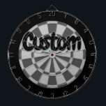 Light Grey, Charcoal Grey, And Black Editable Text Dartboard<br><div class="desc">Light Grey,  Charcoal Grey,  And Black Add Your Own Custom Text Dartboard Game Including 6 Brass Darts</div>