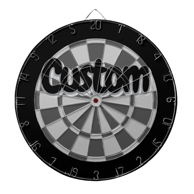 Light Grey, Charcoal Grey, And Black Editable Text Dartboard (Front)