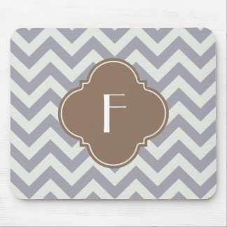 Light Grey Chevron Custom Monogram Mouse Mat