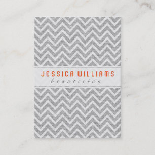 Light Grey Chevron Pattern Faux Linen Texture Business Card