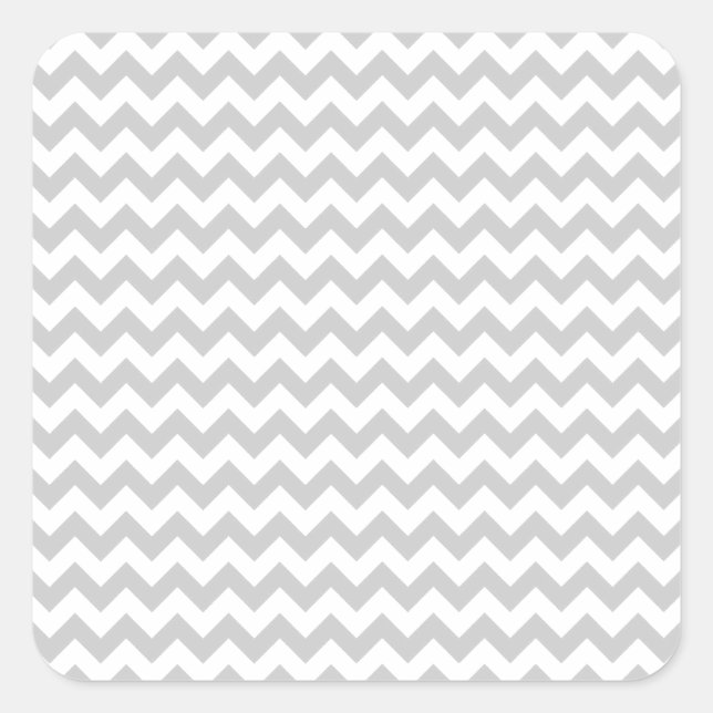 Light Grey Chevron (thin lines) Pattern Square Sticker (Front)