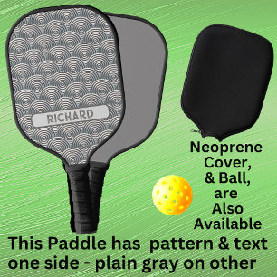 Light Grey Circle Geometric, Add Name or Monogram  Pickleball Paddle