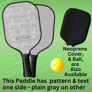 Light Grey Circle Geometric, Add Name or Monogram Pickleball Paddle