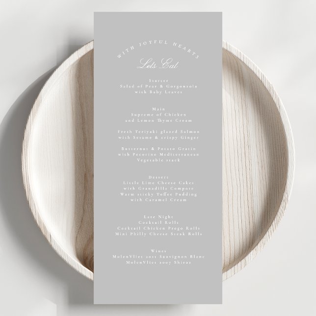 Light Grey Classic Calligraphy Formal Wedding Menu (Creator Uploaded)