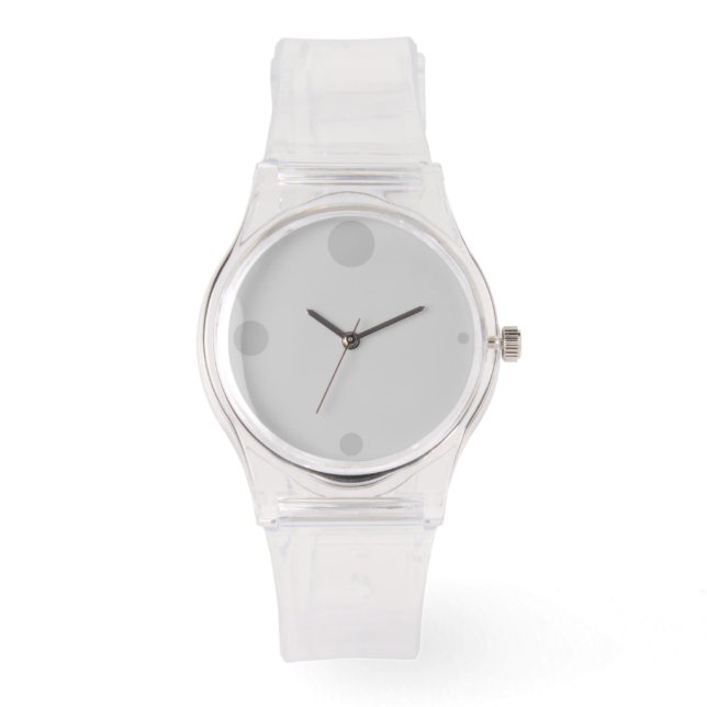 Light Grey Clear Stylish with 3D Hole Hour Markers Watch (Front)