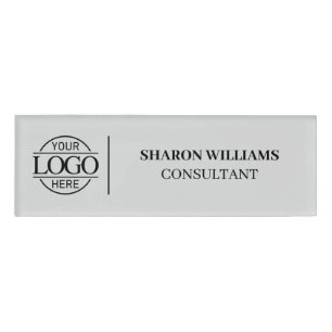 Light Grey Custom Company Logo Employee Staff Name Tag