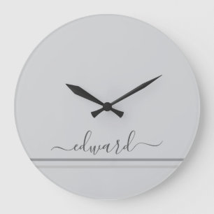 Light Grey Custom Name Large Clock