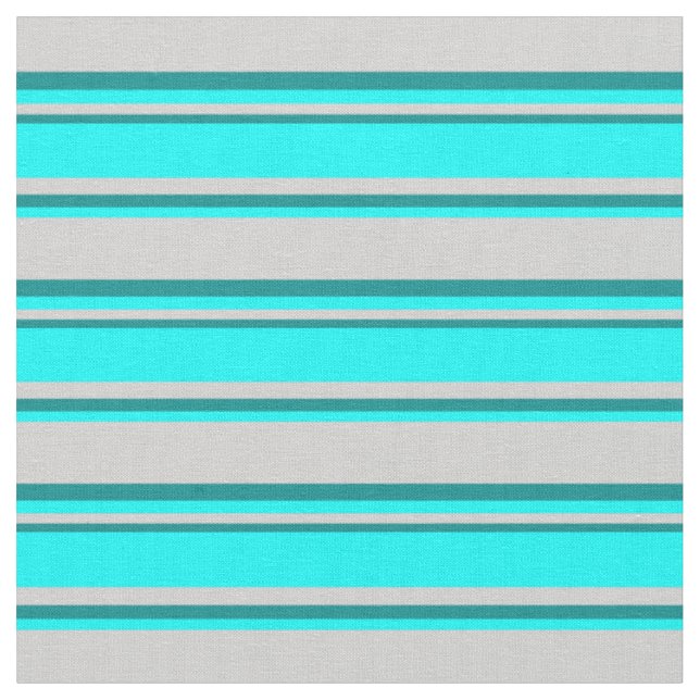 Light Grey, Cyan, and Dark Cyan Lines Fabric (Close Up)