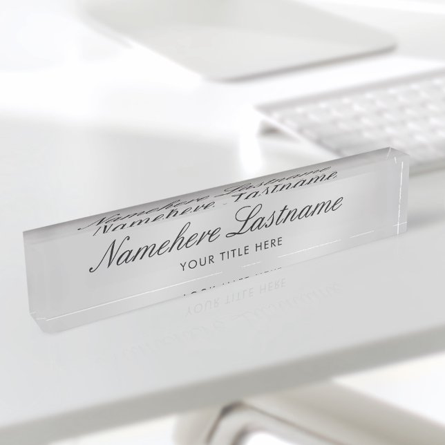 Light Grey Elegant Script Simple Minimalist Modern Nameplate (Creator Uploaded)