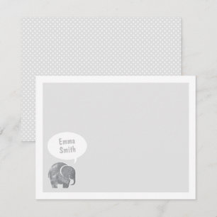 Light Grey Elephant Kids Personal Stationery Invitation