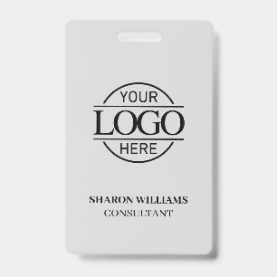 Light Grey Employee ID with Custom Business Logo Badge