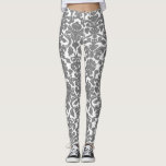 Light Grey Floral Ornate Damask Pattern Leggings<br><div class="desc">Elegant,  ornate and unique leggings that feature light grey floral damask pattern. Other colours are available.</div>