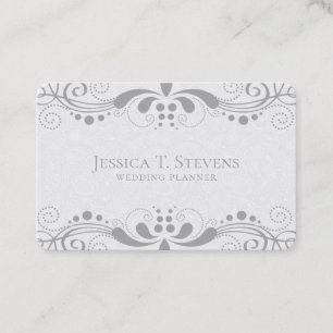 Light-grey floral swirly lace business card