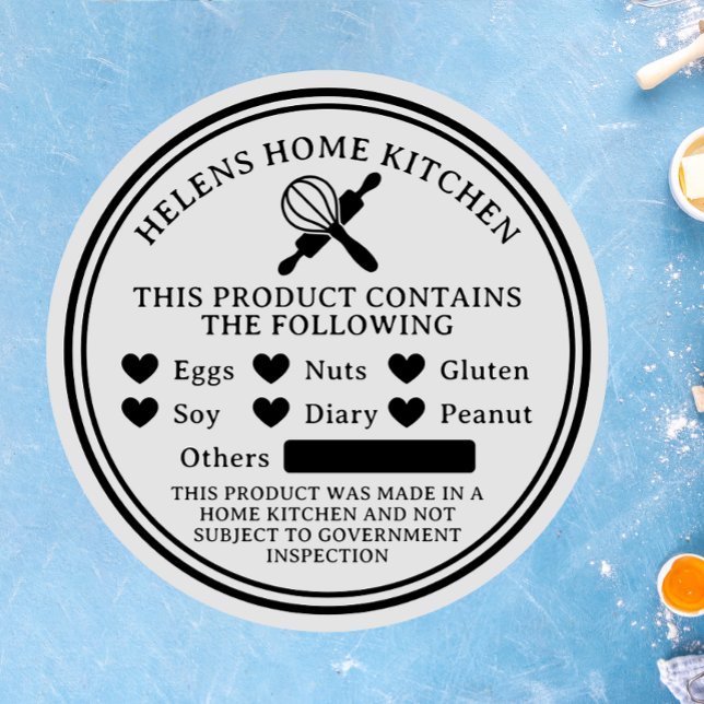 Light Grey Food Allergy Alert Bakery Sticker (Creator Uploaded)