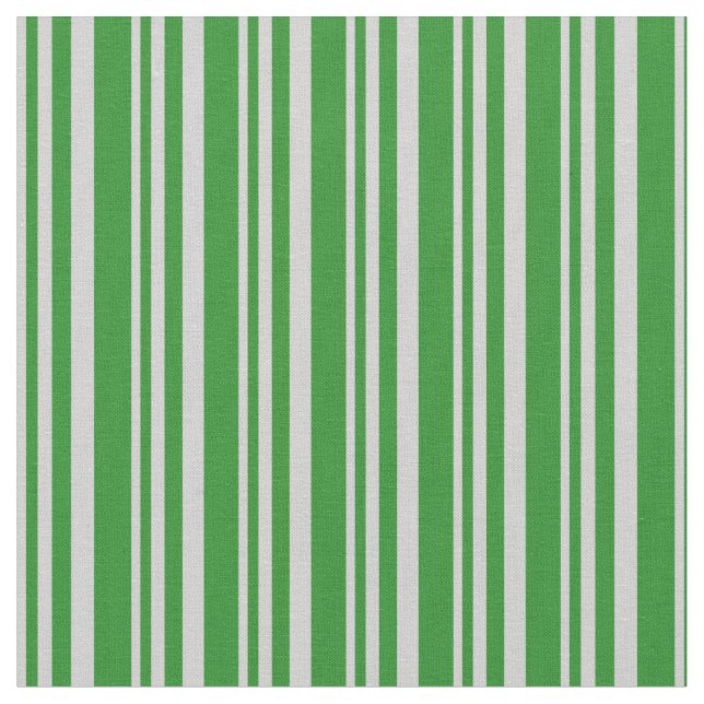 Light Grey & Forest Green Lines Pattern Fabric (Close Up)