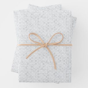 Light Grey Geometric Floral Pattern Wrapping Paper Sheet