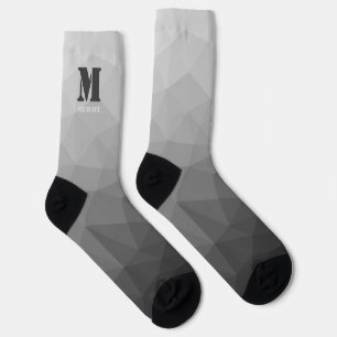 Light grey geometric mesh pattern Monogram Socks