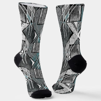Light grey geometric print. socks