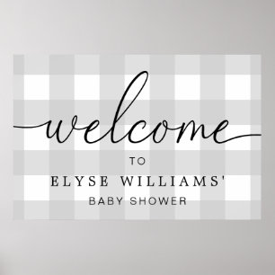 Light Grey Gingham Welcome Sign