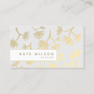 Light Grey Gold Floral Pattern Designer Business Card