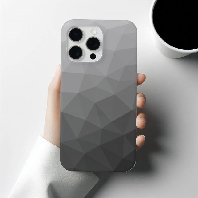 Light grey gradient geometric mesh pattern iPhone case (Protect your phone with trendy modern geometric phone case. In many different colors.)