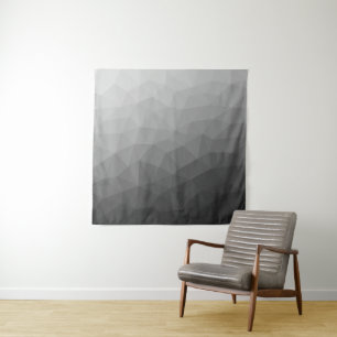 Light grey gradient geometric mesh pattern tapestry