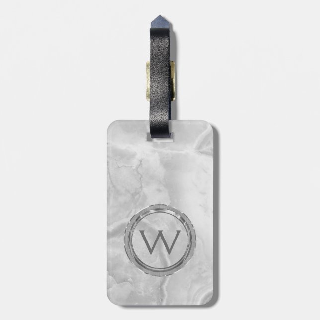 Light Grey Granite Stone Luggage Tag (Back Vertical)