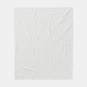 Light Grey Greek Key Pattern Fleece Blanket