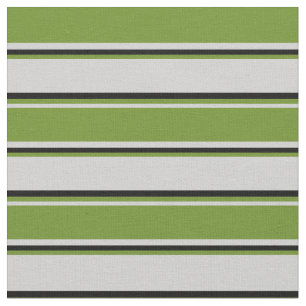 Light Grey, Green, and Black Coloured Stripes Fabric